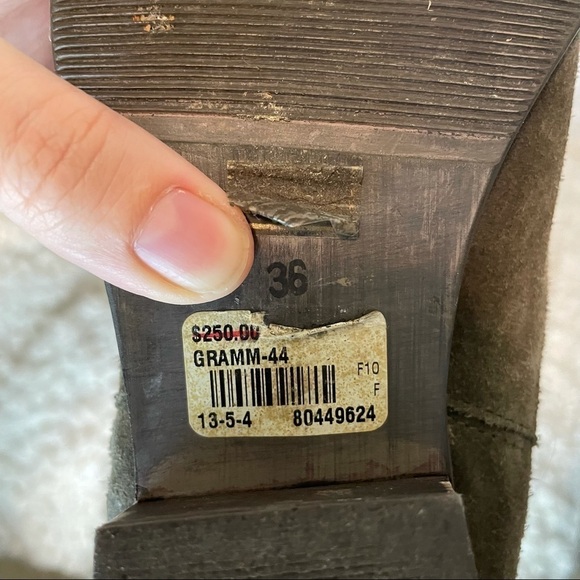 PEGABO Olive Green Suede Leather Over the Knee Boots 6 Made in Italy - Picture 10 of 11